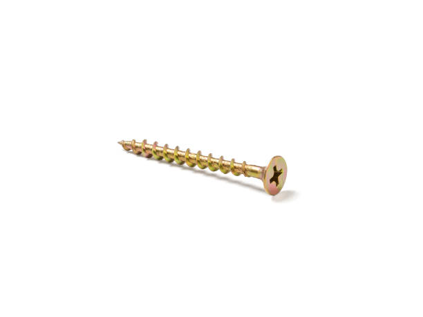 istock Yellow self-tapping screw isolated on a white background. 1276561566