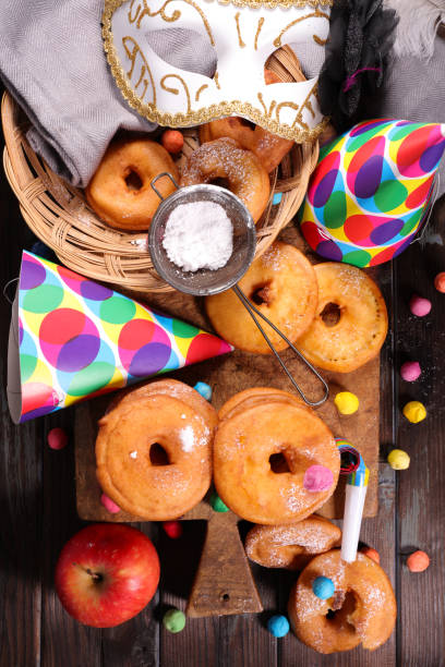 istock carnival donut with decoration - top view 1276561888