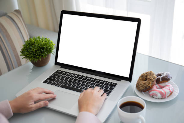 istock female hands on laptop keyboard with isolated screen in room 1276572610