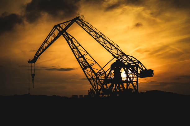 istock crane in the Shipyard by night 1276576386