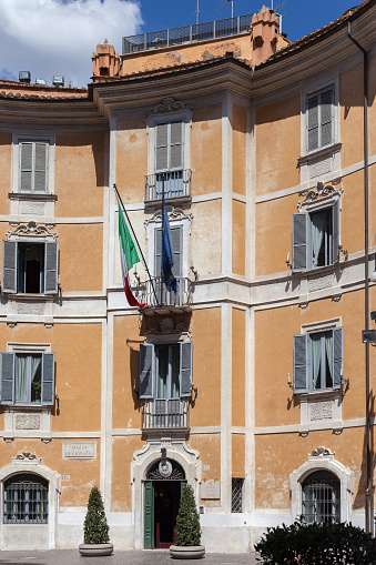 ROME, ITALY - 2014 AUGUST 18. Piazza Di S. Ignazio and the Carabinieri in Rome.