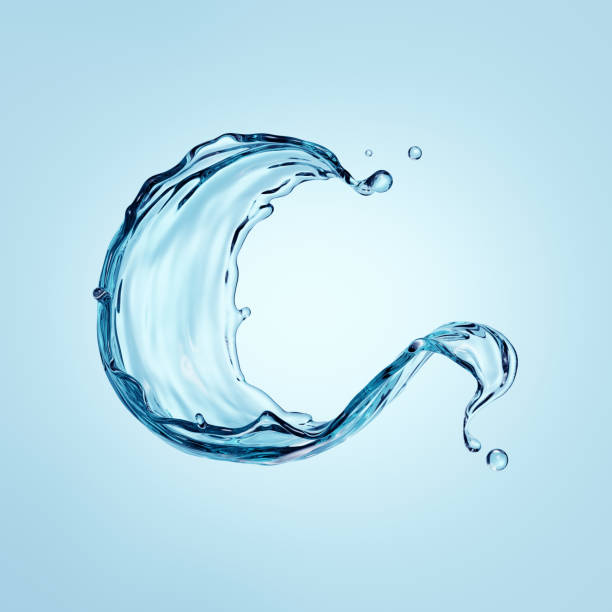istock 3d render, pure water clip art, liquid splash isolated on blue background. 1276578948
