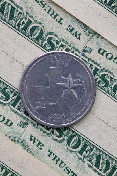 un quart du texas sur les billets en dollars américains. - loan reversing finance currency photos et images de collection