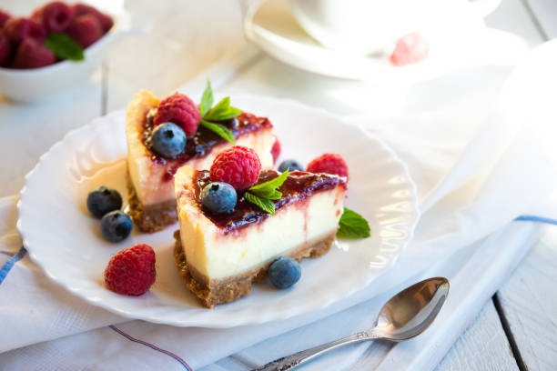 istock Homemade delicious cheesecake with fresh fruit and mint 1276579065