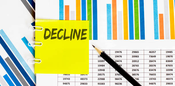 Yellow sticker with text DECLINE on chart with pencil . It can be used as a business and financial concept Yellow sticker with text DECLINE on the chart with pencil . It can be used as a business and financial concept goldco review rankings stock pictures, royalty-free photos & images