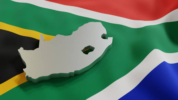 istock South Africa map on flag 1276581500