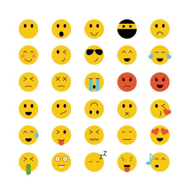 Smiley face vector isolated icon set. Chat icon. Emoticons flat illustration Smiley face vector isolated icon set. Chat icon. Emoticons flat illustration for wab drawing of the how to draw a crying face stock illustrations