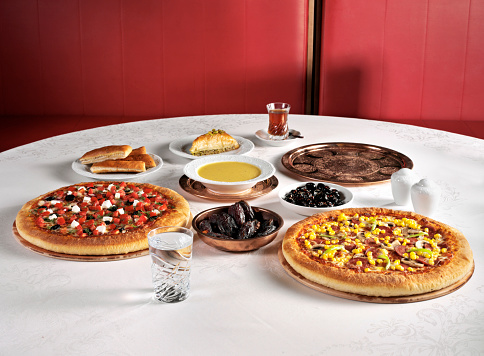 Pizza menu on table