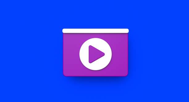 Web page social media concept. Video play icon illustration on background. 3D rendering