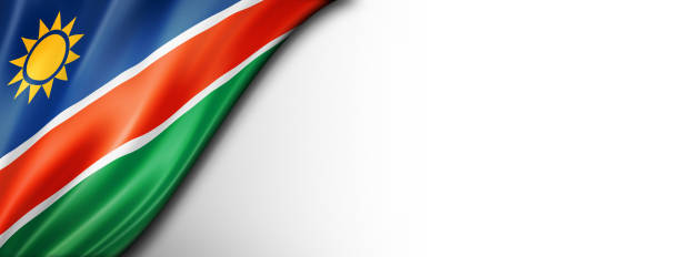 Namibian flag isolated on white banner Namibia flag isolated on white. Horizontal panoramic banner. flag of namibia stock pictures, royalty-free photos & images