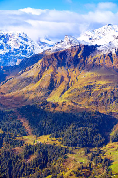 alpi svizzere vetta vista aerea, svizzera - jungfraujoch jungfrau bernese oberland monch foto e immagini stock