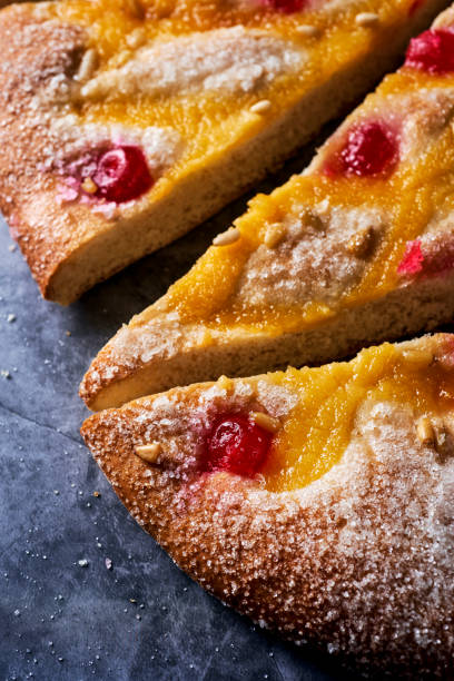 istock coca de Sant Joan, sweet flat cake from Catalonia 1276590419