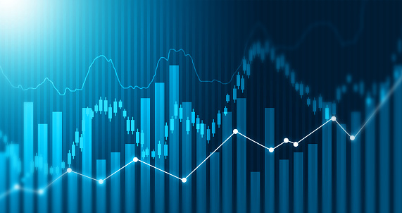 Digital stock market charts and diagrams. Digital illustration