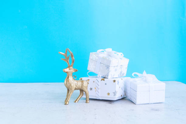 istock Christmas scene with golden deer 1276594050