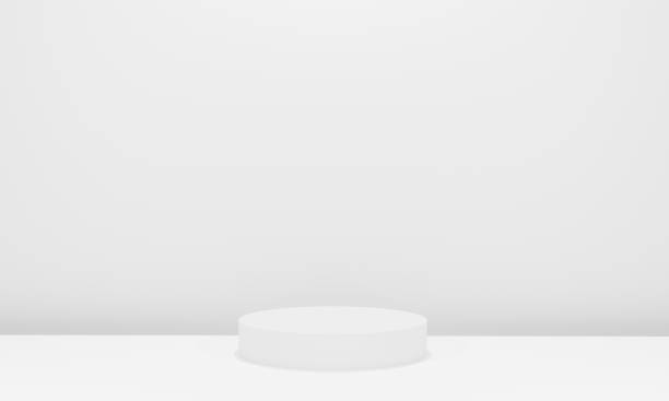 istock Scene with podium for mock up presentation in gray color and minimalist style with copy space, 3d render abstract background design 1276596391