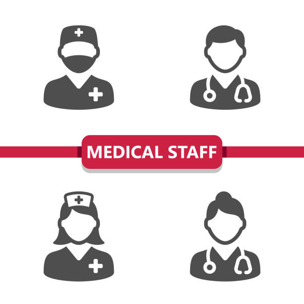 stockillustraties, clipart, cartoons en iconen met pictogrammen voor medisch personeel - artsen
