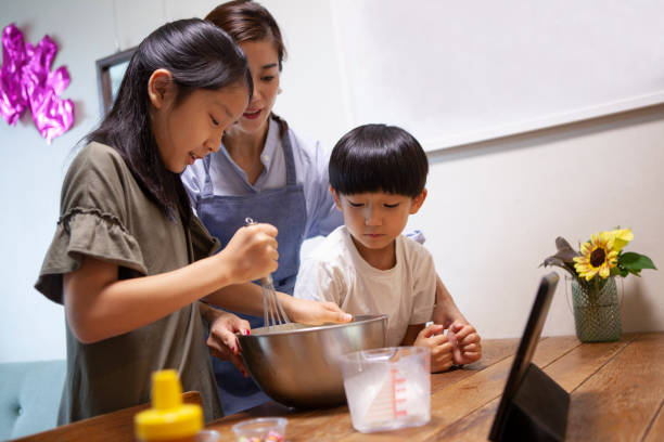 istock Mothers and children making sweets while watching recipes on a tablet 1276598202