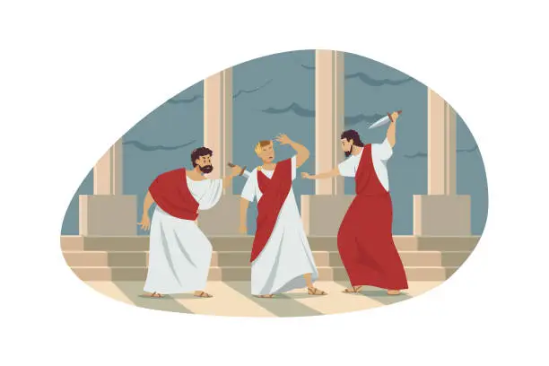 Vector illustration of Rome, history, conspiracy, assassination concept