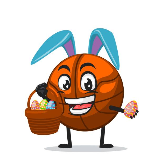 ilustrações, clipart, desenhos animados e ícones de ilustração vetorial de mascote bola cesta ou caráter - characters cooperation teamwork orange