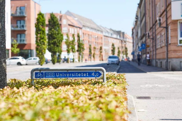 istock Directions on sign to a university in Denmark 1276603564