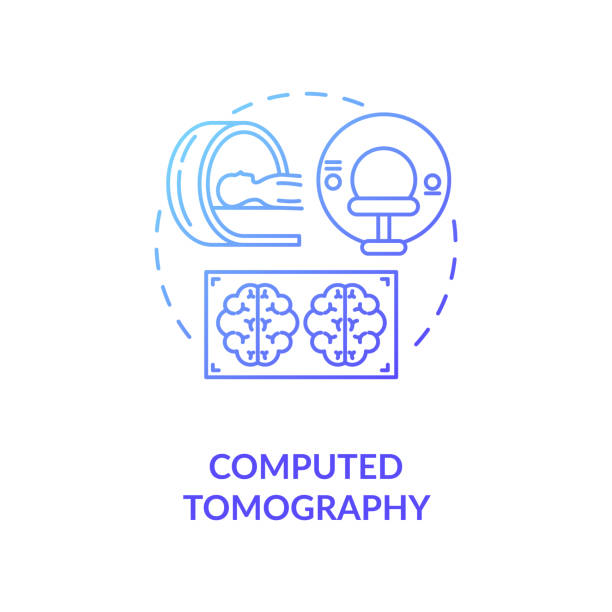 ilustraciones, imágenes clip art, dibujos animados e iconos de stock de icono de concepto de tomografía computarizada - computed