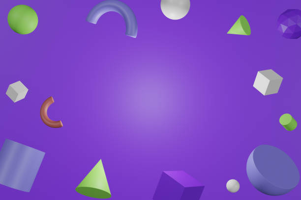istock 3D abstract colored geometric shapes on purple color background. 1276606066