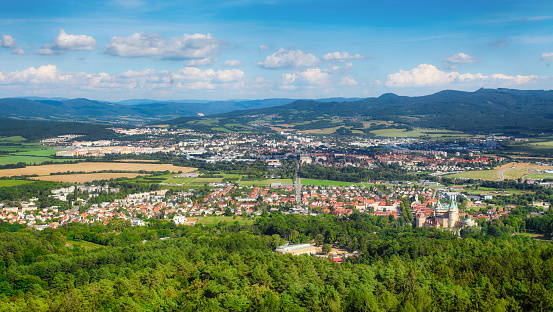 Prievidza and Bojnice from viewpointin Cajka - Aerial view of Slovakia