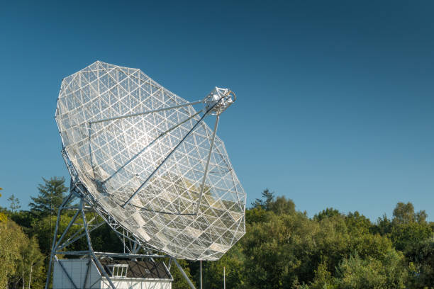 istock Radio telescope against a blue sky (reflection of the sun) 1276614587