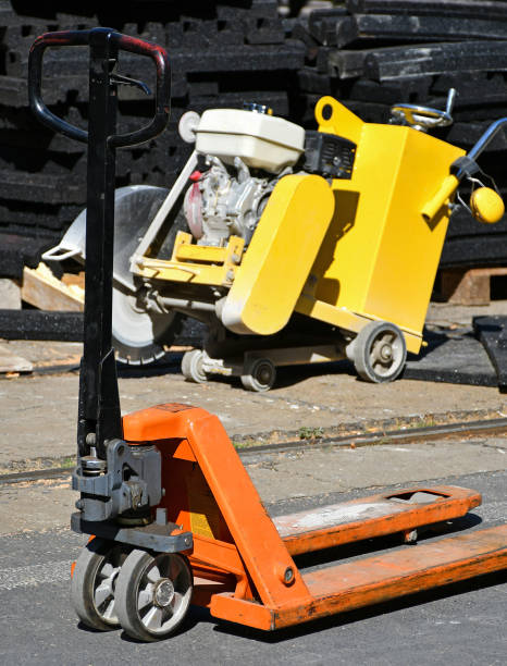 istock Hydraulic jack at the road construction site 1276614929