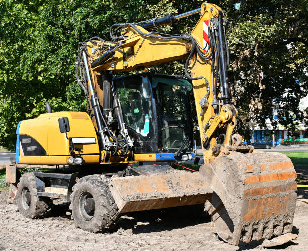 istock Excavator machinery at the road construction 1276614981