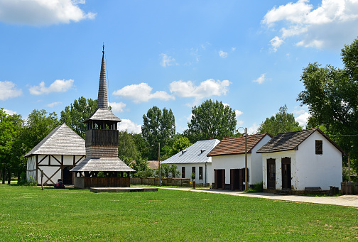 Building from monastic complex that includes the wooden buildings of Sapanta-Peri Monastery, Maramures, Romania.