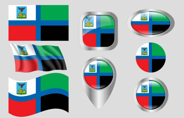 flagge von belgorod, russland - belgorod stock-grafiken, -clipart, -cartoons und -symbole