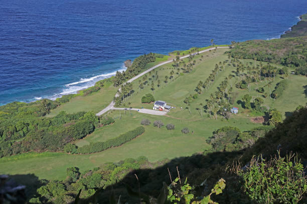 utsikt över christmas island golfbana från kullar - julön bildbanksfoton och bilder