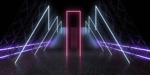 istock 3D abstract background with neon lights. neon tunnel .space construction . 3d illustration 1276616860