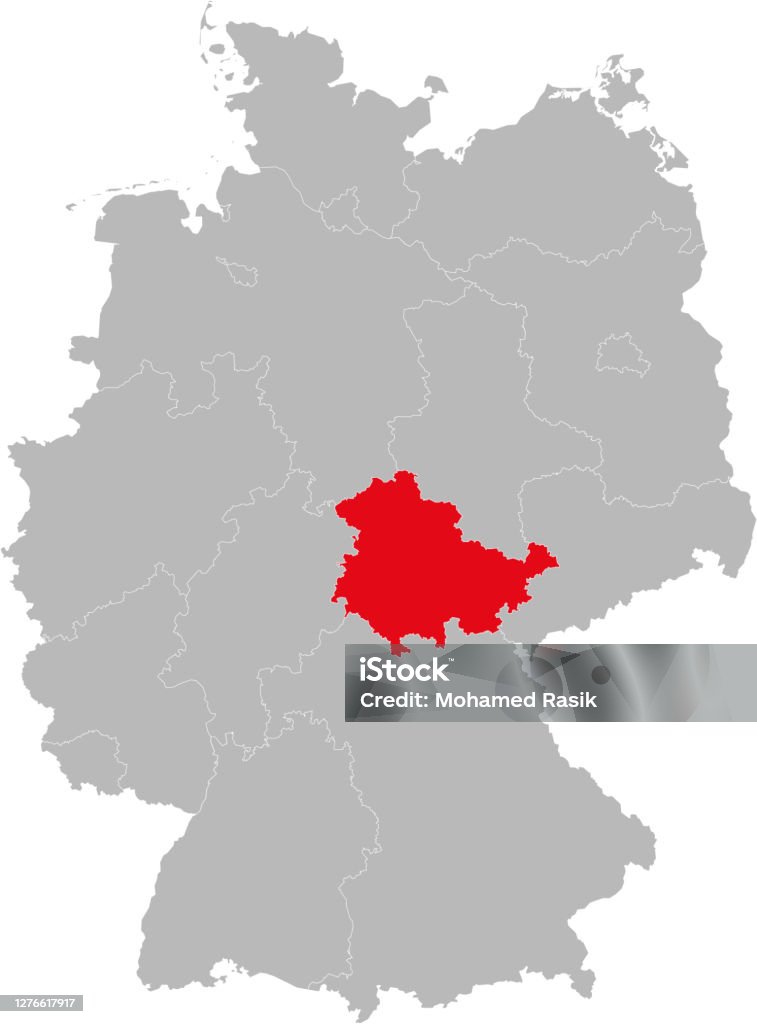 Thuringia State Isolated On Germany Map Stock Illustration - Download ...