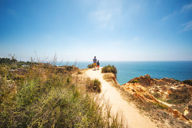 istock Father and son walking at the beach 1276621730