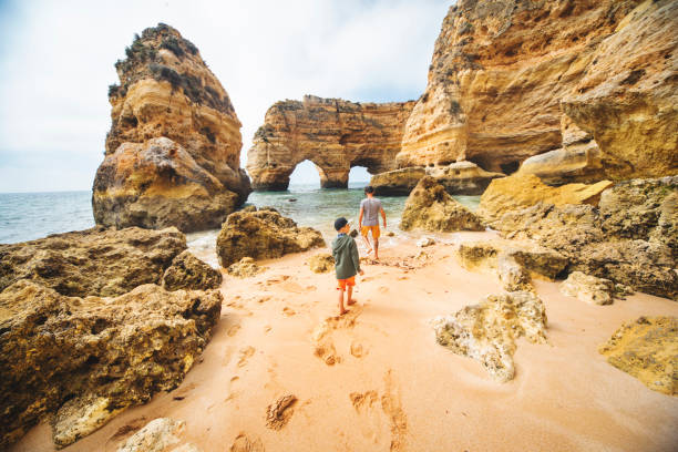 istock Father and son walking at the beach 1276621748