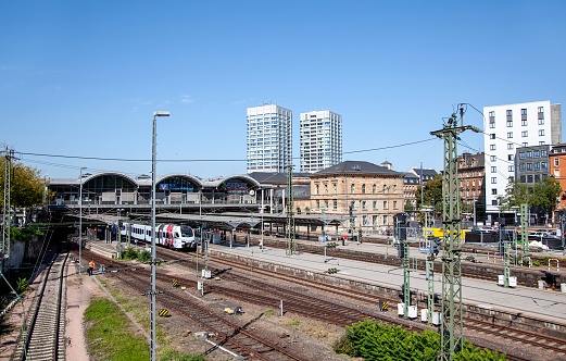 Mainz, Germany - September 21, 2020: The railway station is the most important railway junction and train station in Rhineland-Palatinate