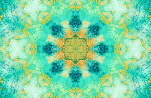 Vivid geometric fractal texture in  yellow and green tones . Contemporary tribal composition