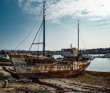 Abandoned fishing boats in Camaret Sur Mer Brittany France