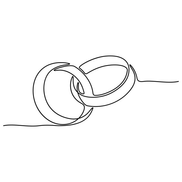 ilustrações de stock, clip art, desenhos animados e ícones de continuous line drawing. wedding rings. - engagement wedding wedding ceremony ring