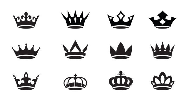 zestaw królów wektorowych ikona na białym tle. ilustracja wektorowa. emblemat, ikona i symbole królewskie. - duke stock illustrations