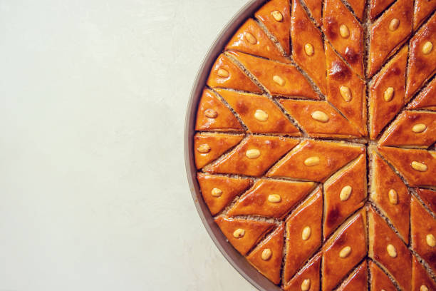 istock Oriental sweet baklava on a light background. Selective focus. 1276638158