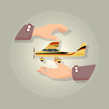 Fast Modern Yellow Aeroplane On Gray Background Stock Illustration
