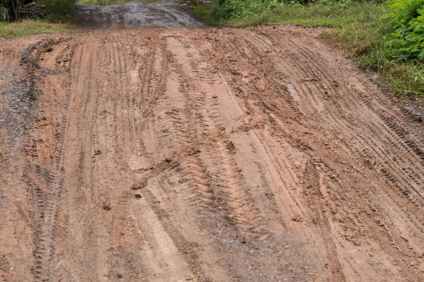 istock Tracks on a dirt road in the countryside. 1276639759