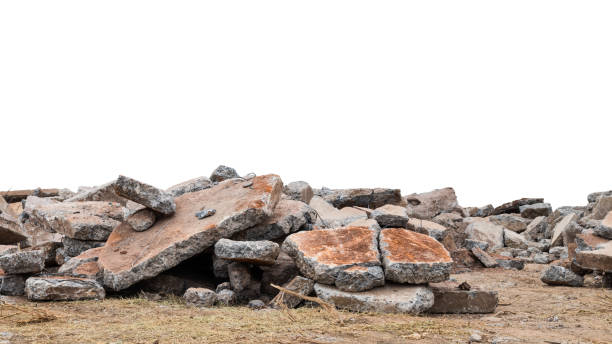 istock Isolate pile of concrete debris destroyed. 1276640987