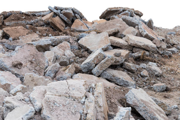 istock Isolate pile of destroyed concrete road. 1276641110