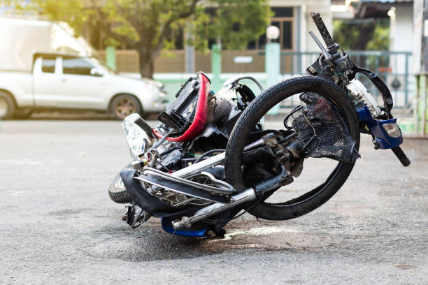 istock Motorcycle demolished on the road. 1276641186