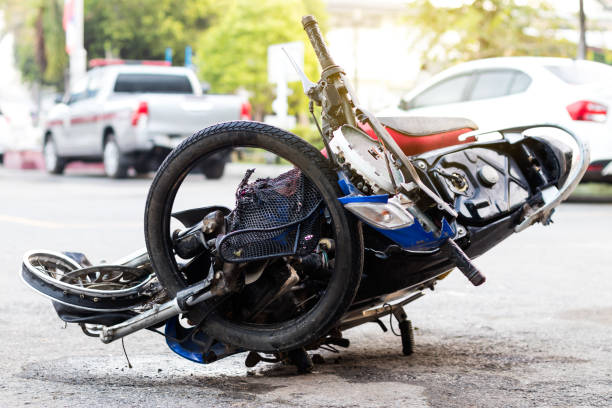 istock Motorcycle demolished on the road. 1276641358