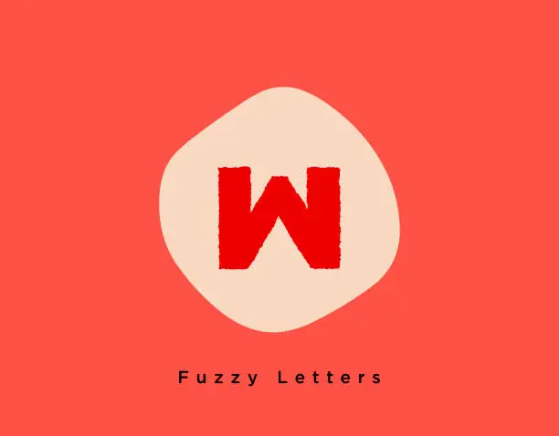 Vector illustration of Fuzzy Bold Letter W on a Bright Red Round Shape Background